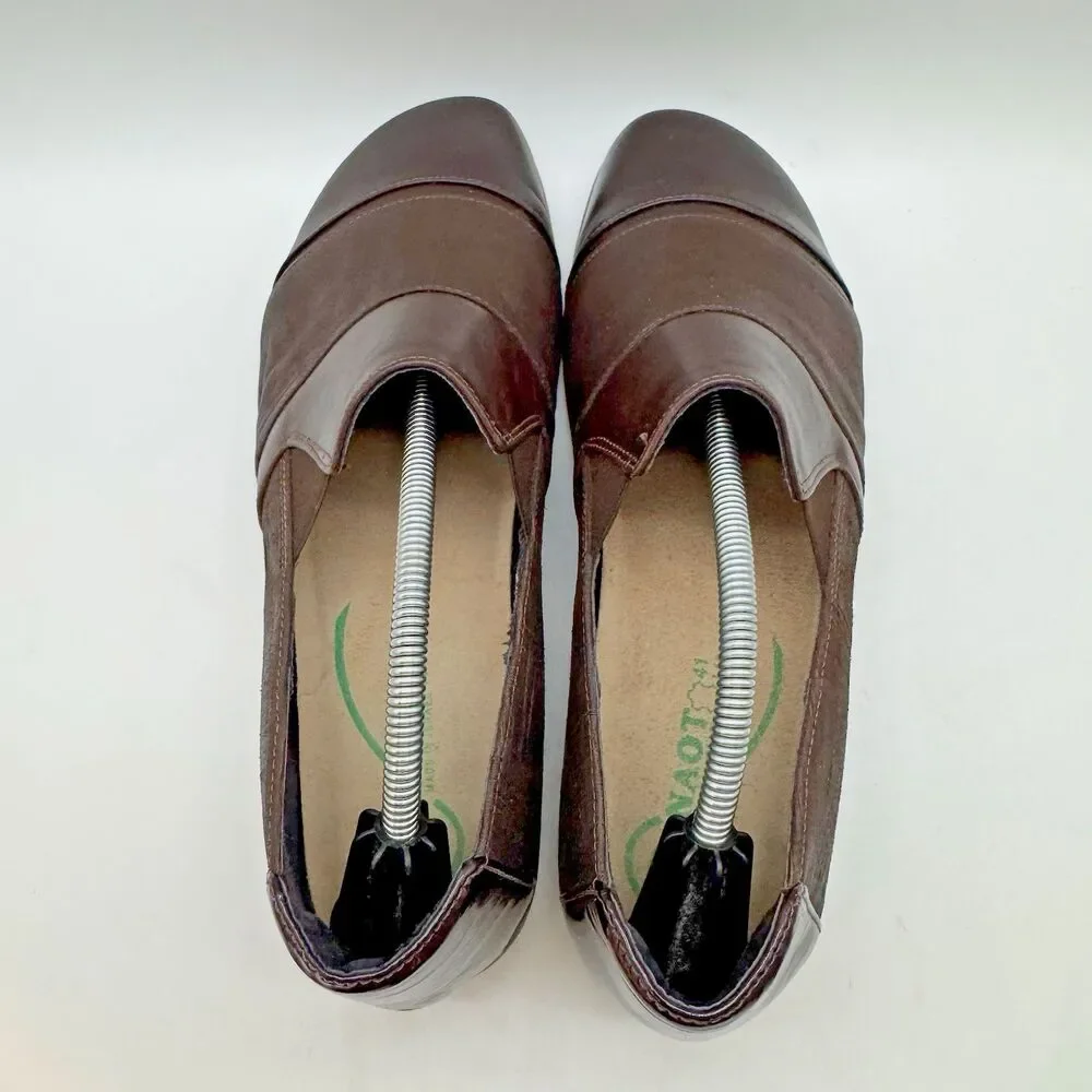 Naot Miro Leather Slip On Loafers Women's EU 41 - 10 US Brown Unique Leaf Soles